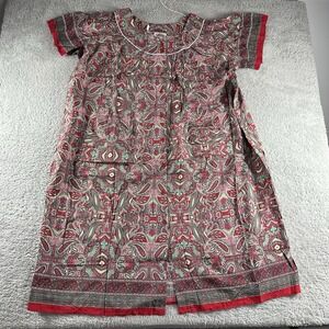 Ekouaer House Dress Night Gown Womens 3XL Paisley Pattern Button Pockets Apron